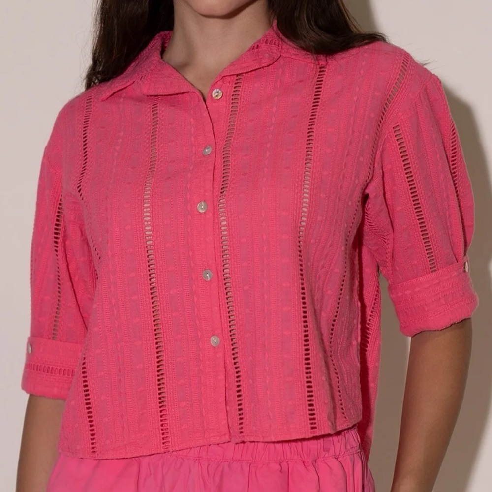 STARKX Monica Pink Short Sleeve Top Small Coastal Chic - Picture 2 of 10